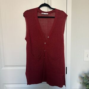 Zara Linen Blend Long Vest